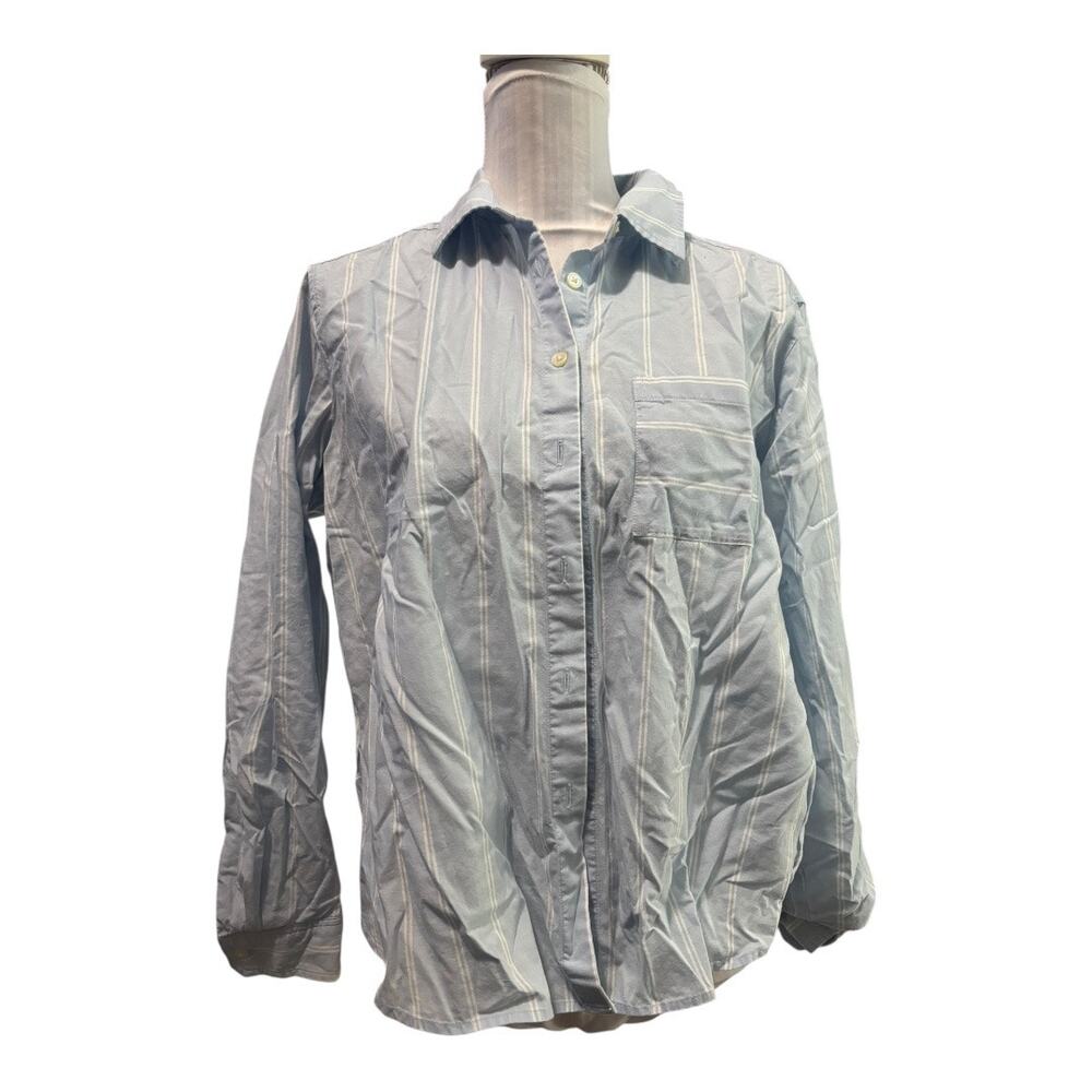 LOFT Blue & White Stripped Button Down Size S